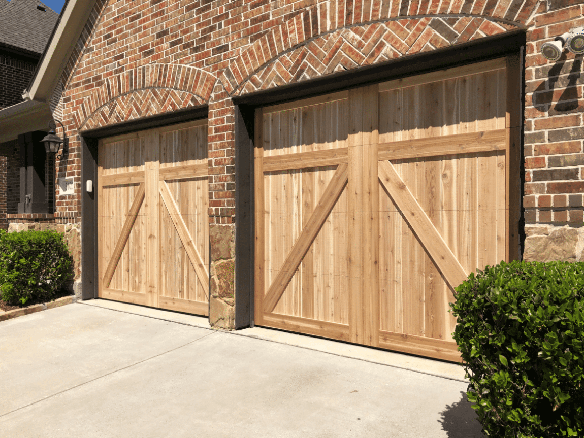 Up close Custom Cedar Garage Doo 1 1